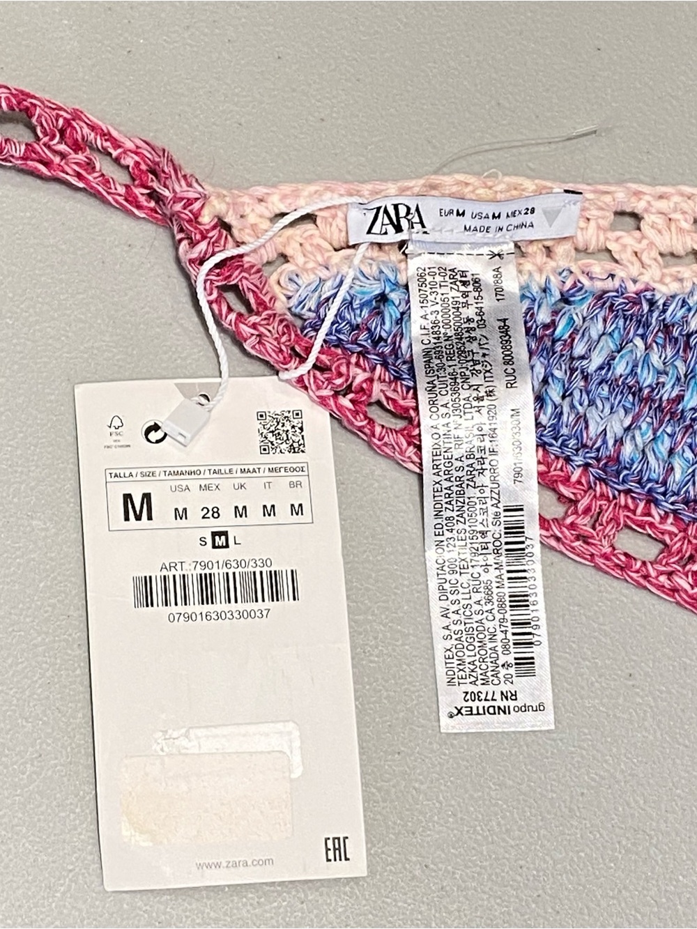 Zara Multicolored Crochet Halter Crop Top, size M, NWT - Picture 3 of 5